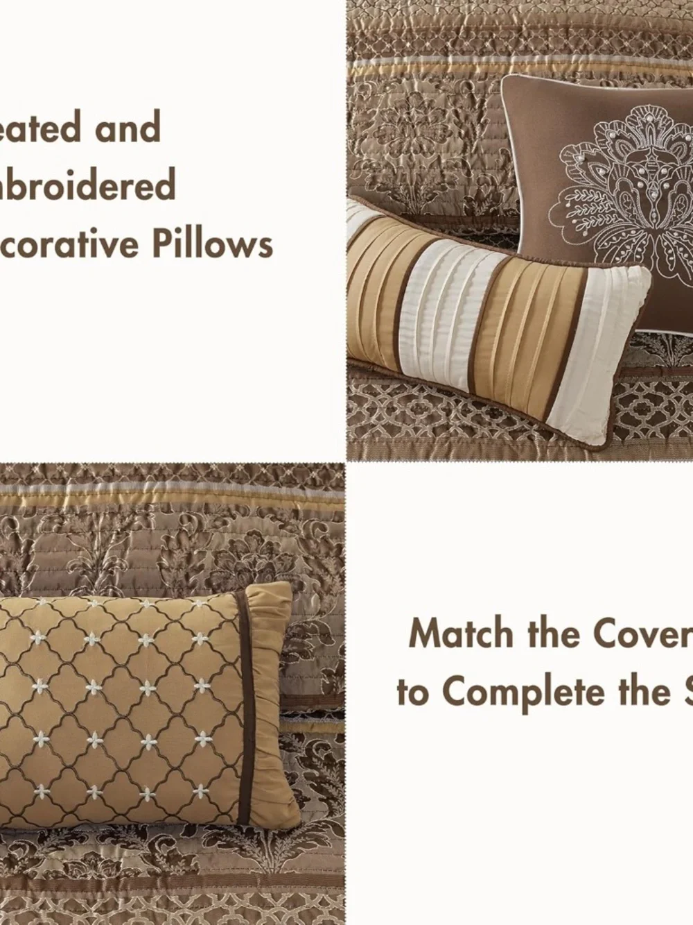 Madison Park Brown Bellagio 6-Pc Jacquard Reversible Quilt Set, King/Cal King'